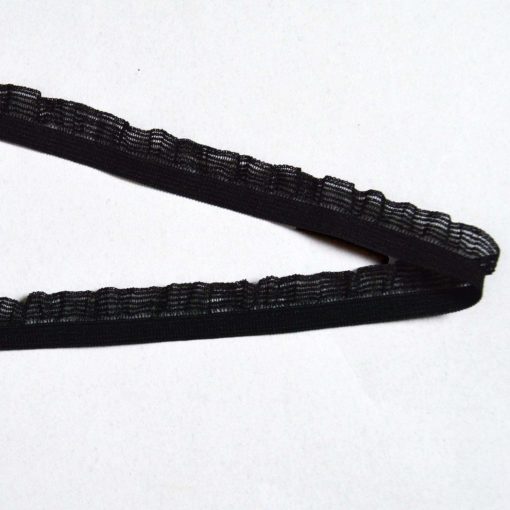 Picot élastique Noir avec feston, Largeur 1,2cm