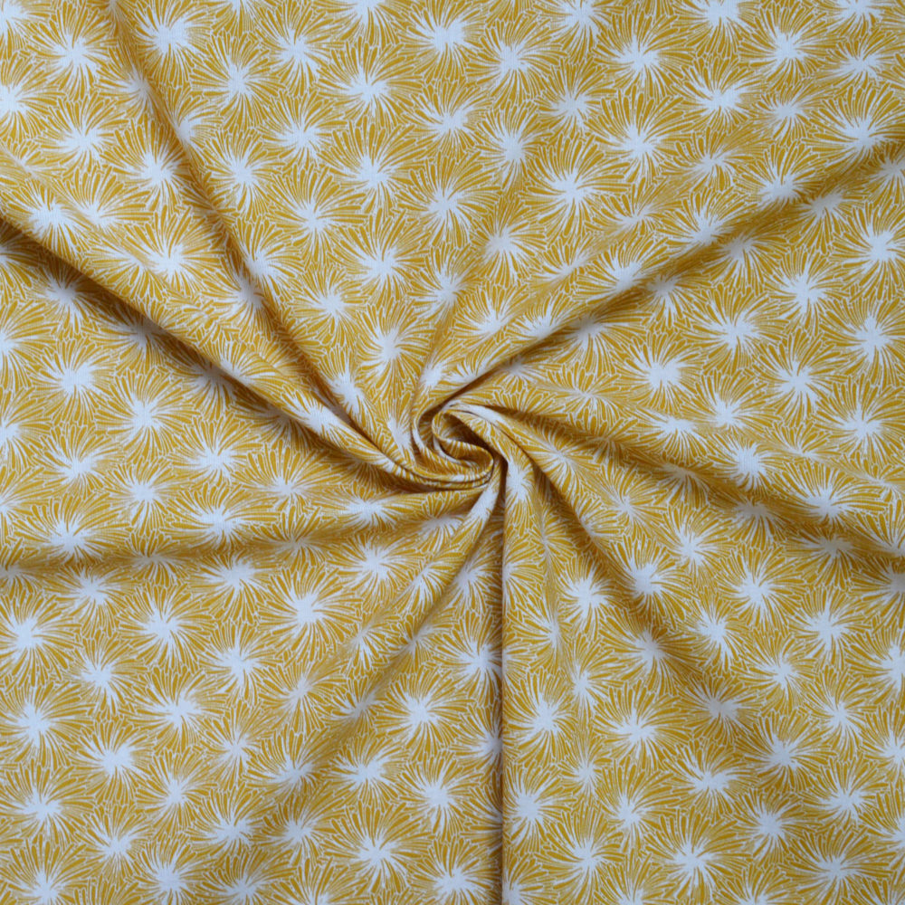 Tissu coton imprimé Daisy jaune