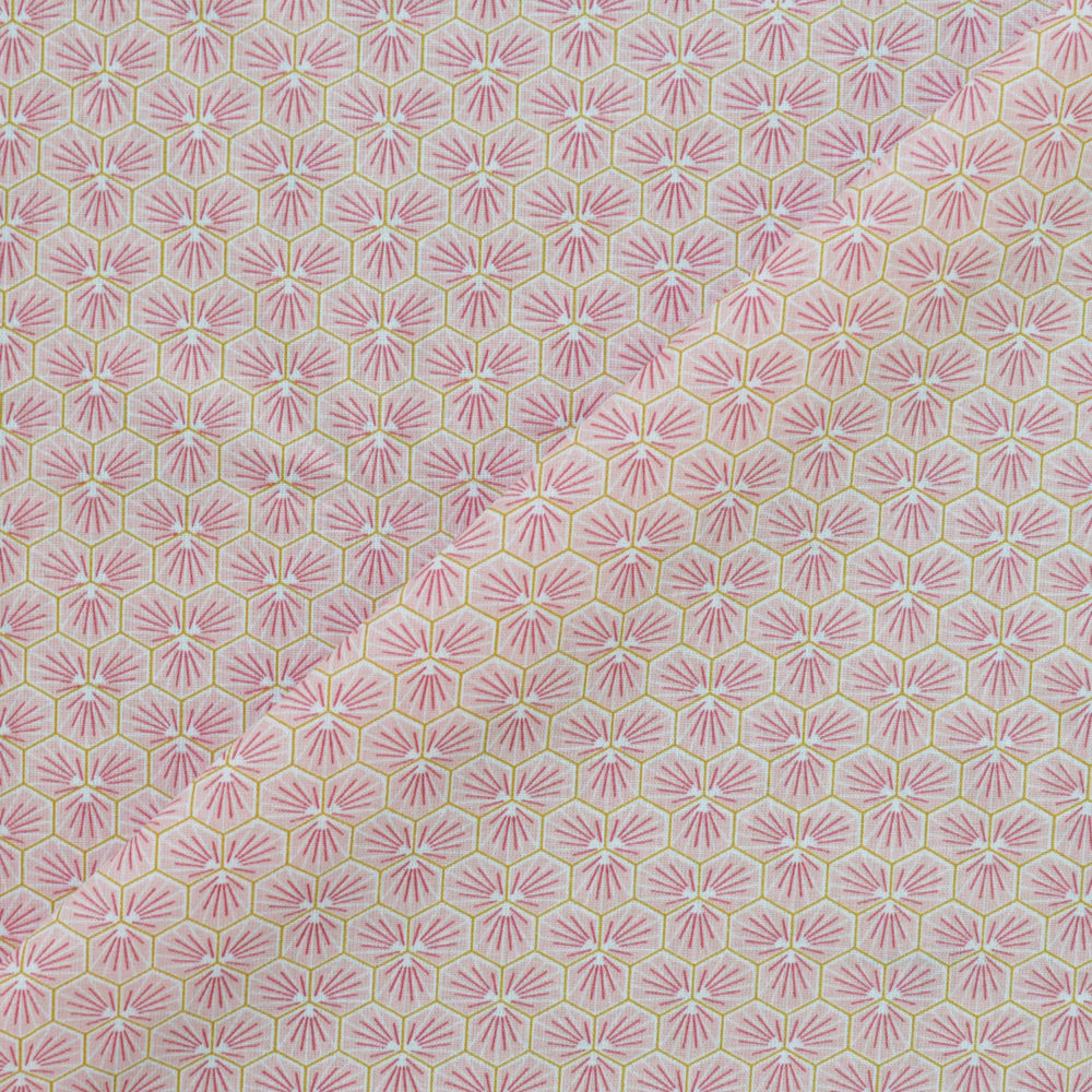 Tissu coton imprimé graphic rose